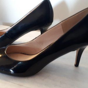 Black patent court shoes